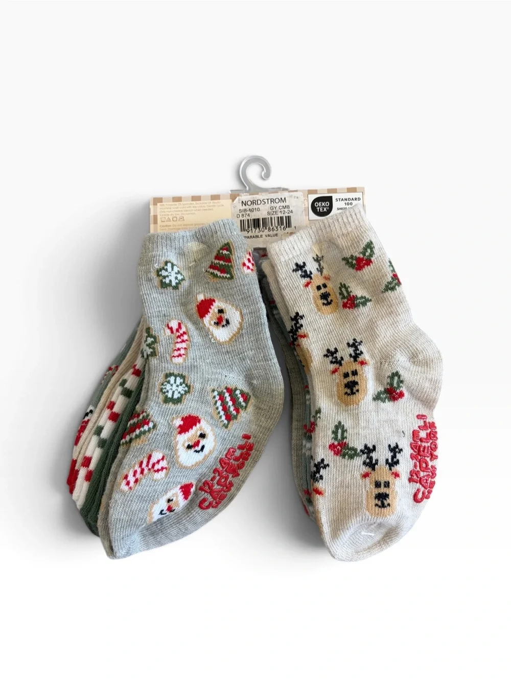 Capelli Holiday Crew Socks Santa & Bear Size 12-24M